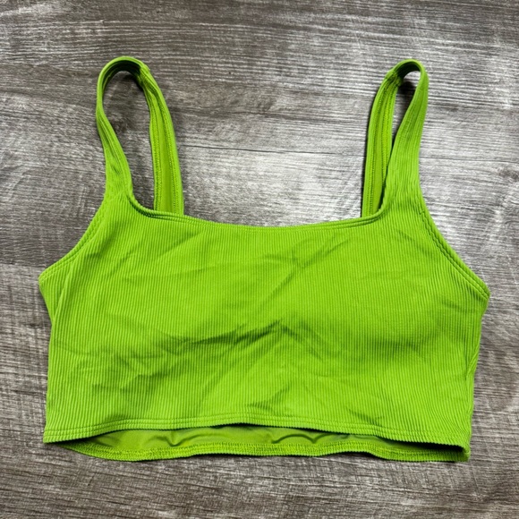 aerie Other - Aerie Green Ribbed Scoop Bikini Top Size Medium